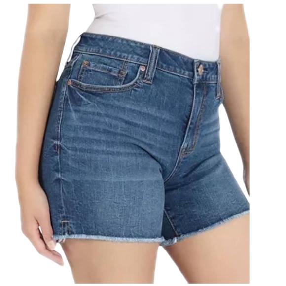 Lucky Brand Pants - LUCKY BRAND | Mid-Rise Raw Hem Abbey Cotton Dark Wash Denim Shorts Size 14/32